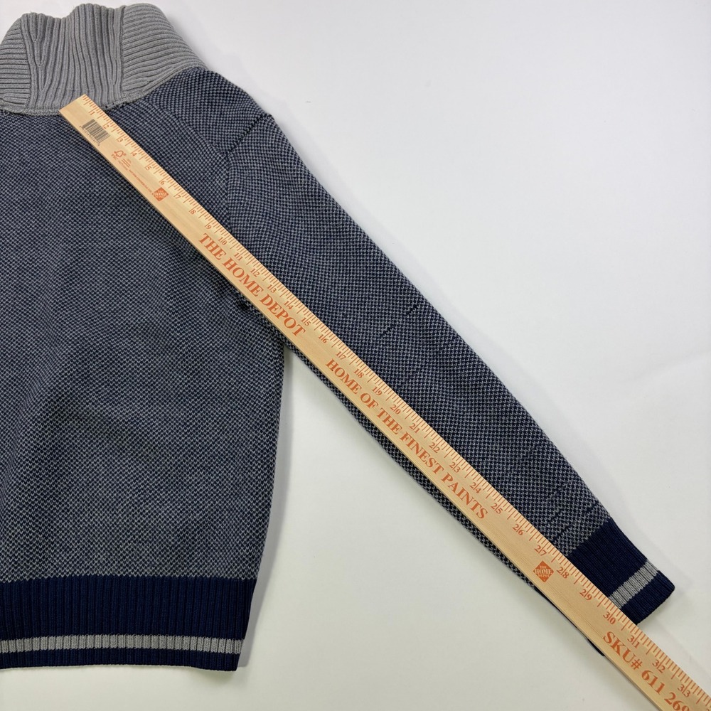 Banana Republic Shawl Collar Sweater Mens Small Navy Blue Merino Wool Birdseye - Picture 10 of 10